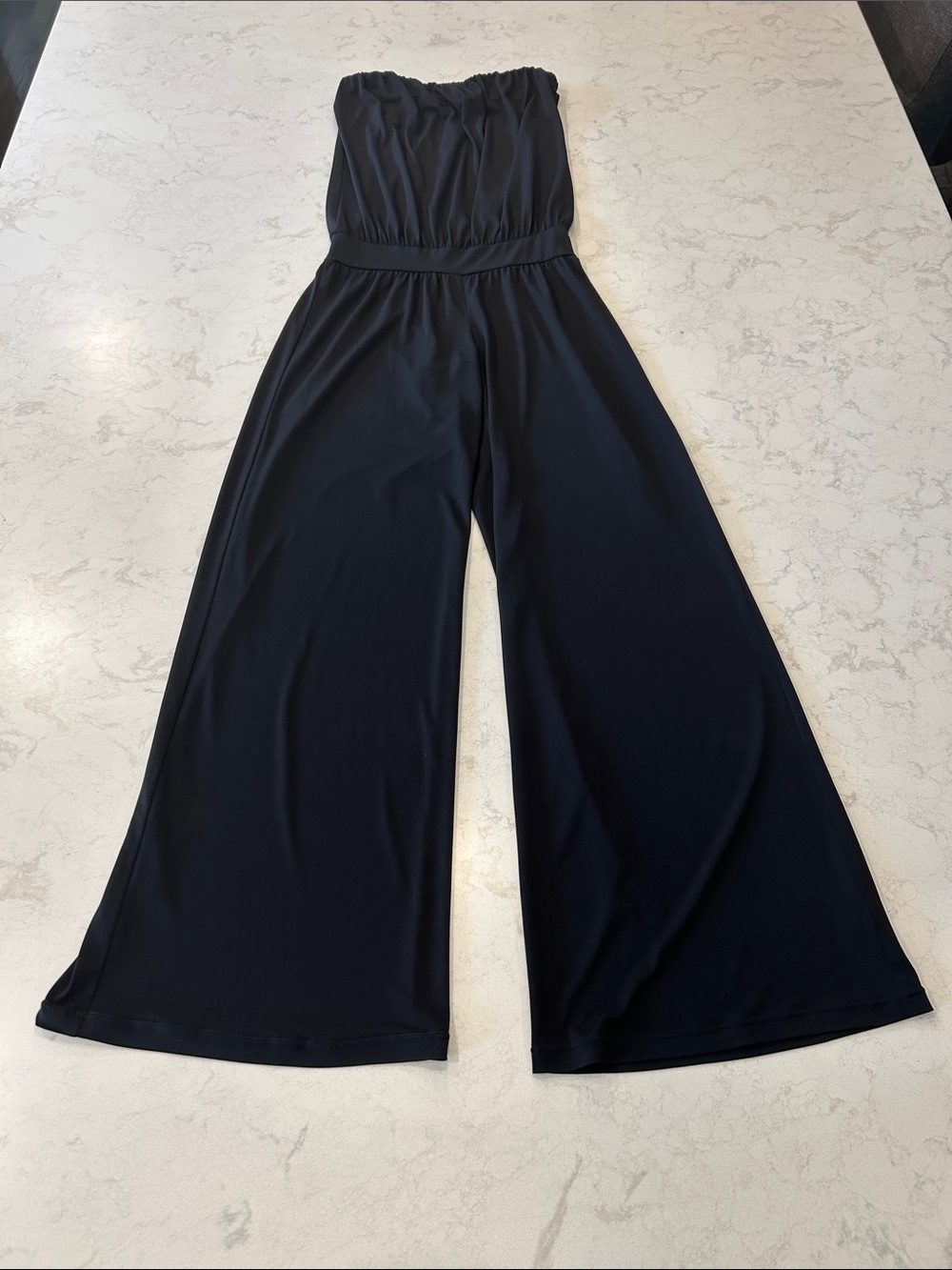 Veronica M Black Shirred Jumpsuit Wide Leg Tube Top Small - Picture 12 of 12